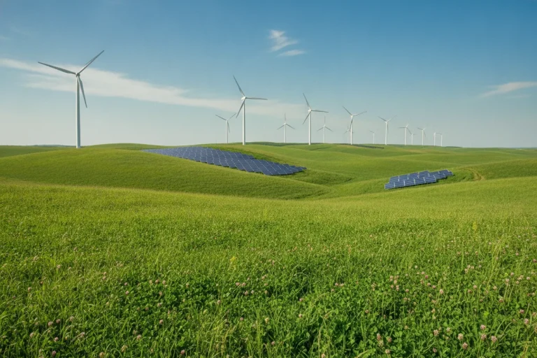 Peisaj verde cu energie regenerabila